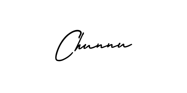 How to make Chunnu name signature. Use AmerikaSignatureDemo-Regular style for creating short signs online. This is the latest handwritten sign. Chunnu signature style 3 images and pictures png