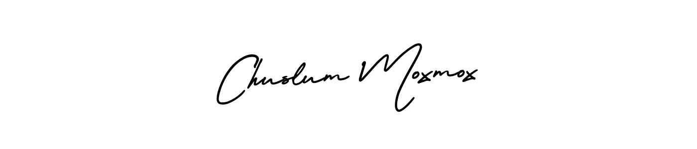 Chuslum Moxmox stylish signature style. Best Handwritten Sign (AmerikaSignatureDemo-Regular) for my name. Handwritten Signature Collection Ideas for my name Chuslum Moxmox. Chuslum Moxmox signature style 3 images and pictures png