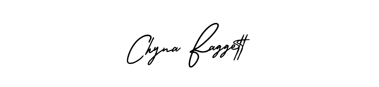 The best way (AmerikaSignatureDemo-Regular) to make a short signature is to pick only two or three words in your name. The name Chyna Faggett include a total of six letters. For converting this name. Chyna Faggett signature style 3 images and pictures png