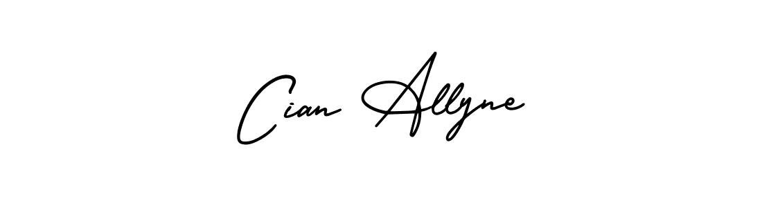 You should practise on your own different ways (AmerikaSignatureDemo-Regular) to write your name (Cian Allyne) in signature. don't let someone else do it for you. Cian Allyne signature style 3 images and pictures png