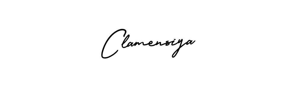 You should practise on your own different ways (AmerikaSignatureDemo-Regular) to write your name (Clamensiya) in signature. don't let someone else do it for you. Clamensiya signature style 3 images and pictures png