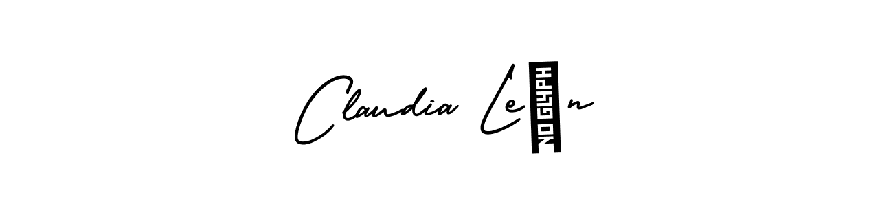 This is the best signature style for the Claudia LeÓn name. Also you like these signature font (AmerikaSignatureDemo-Regular). Mix name signature. Claudia LeÓn signature style 3 images and pictures png