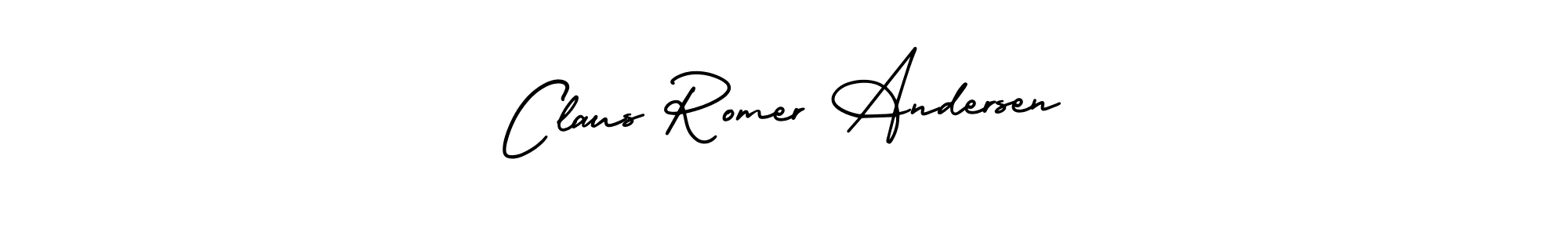 You should practise on your own different ways (AmerikaSignatureDemo-Regular) to write your name (Claus Romer Andersen) in signature. don't let someone else do it for you. Claus Romer Andersen signature style 3 images and pictures png