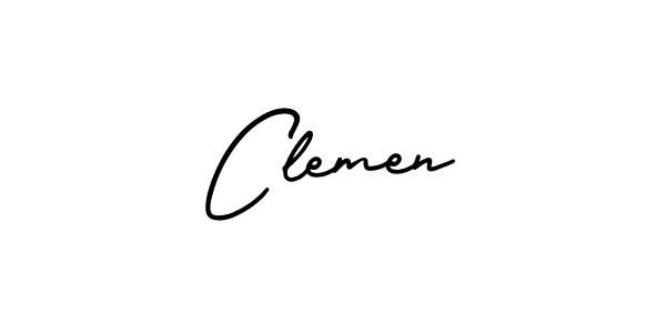 The best way (AmerikaSignatureDemo-Regular) to make a short signature is to pick only two or three words in your name. The name Clemen include a total of six letters. For converting this name. Clemen signature style 3 images and pictures png