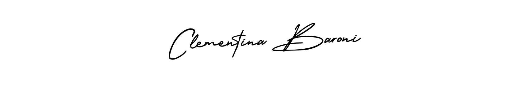 The best way (AmerikaSignatureDemo-Regular) to make a short signature is to pick only two or three words in your name. The name Clementina Baroni include a total of six letters. For converting this name. Clementina Baroni signature style 3 images and pictures png