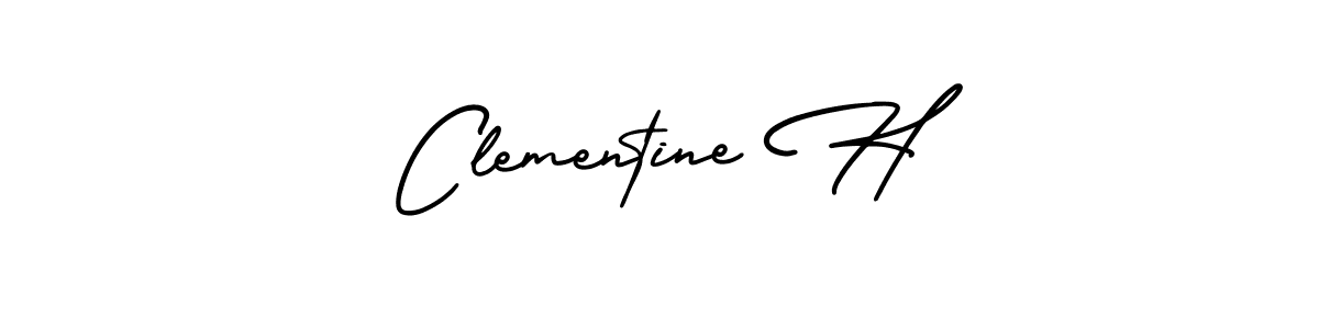You should practise on your own different ways (AmerikaSignatureDemo-Regular) to write your name (Clementine H) in signature. don't let someone else do it for you. Clementine H signature style 3 images and pictures png