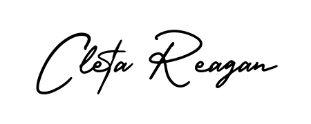 Discover how Cleta Reagan looks in an executive cursive font (AmerikaSignatureDemo-Regular). Perfect for legal documents, invoices, and certificates. Cleta Reagan signature style 3 images and pictures png