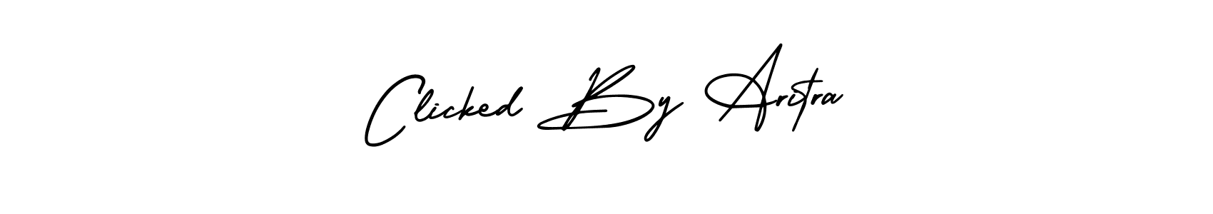 Also You can easily find your signature by using the search form. We will create Clicked By Aritra name handwritten signature images for you free of cost using AmerikaSignatureDemo-Regular sign style. Clicked By Aritra signature style 3 images and pictures png