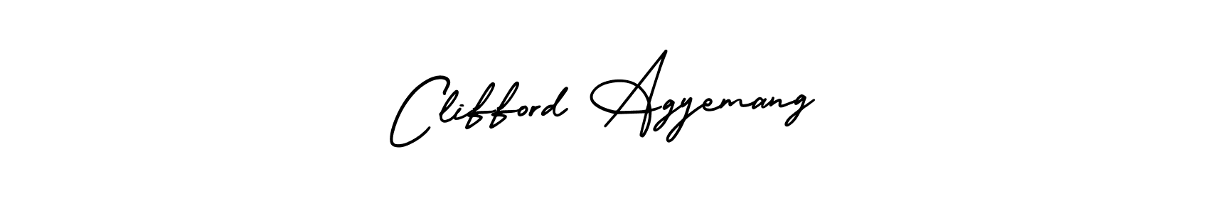 You should practise on your own different ways (AmerikaSignatureDemo-Regular) to write your name (Clifford Agyemang) in signature. don't let someone else do it for you. Clifford Agyemang signature style 3 images and pictures png