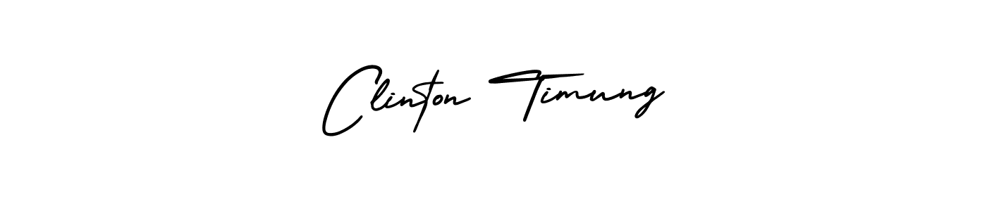 How to make Clinton Timung name signature. Use AmerikaSignatureDemo-Regular style for creating short signs online. This is the latest handwritten sign. Clinton Timung signature style 3 images and pictures png