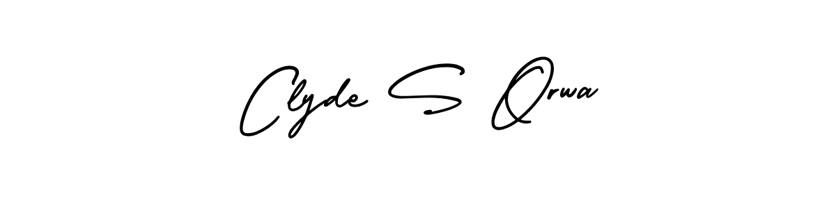 The best way (AmerikaSignatureDemo-Regular) to make a short signature is to pick only two or three words in your name. The name Clyde S Orwa include a total of six letters. For converting this name. Clyde S Orwa signature style 3 images and pictures png