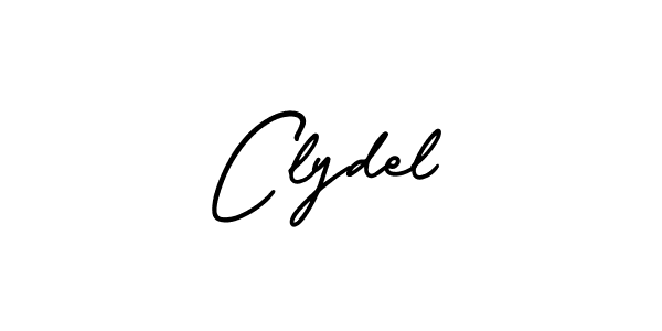 You should practise on your own different ways (AmerikaSignatureDemo-Regular) to write your name (Clydel) in signature. don't let someone else do it for you. Clydel signature style 3 images and pictures png