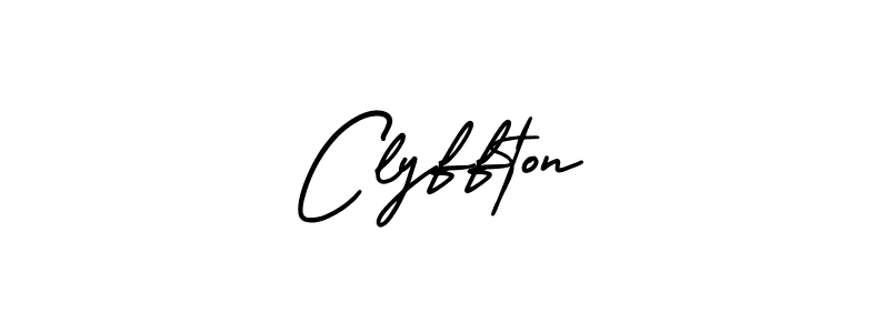 Clyffton stylish signature style. Best Handwritten Sign (AmerikaSignatureDemo-Regular) for my name. Handwritten Signature Collection Ideas for my name Clyffton. Clyffton signature style 3 images and pictures png