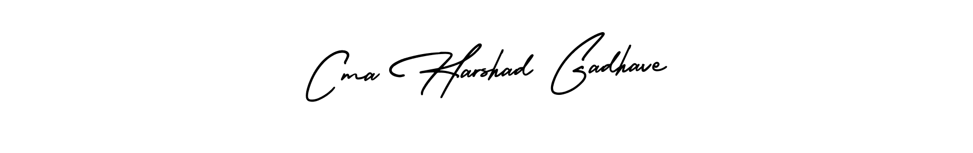You should practise on your own different ways (AmerikaSignatureDemo-Regular) to write your name (Cma Harshad Gadhave) in signature. don't let someone else do it for you. Cma Harshad Gadhave signature style 3 images and pictures png