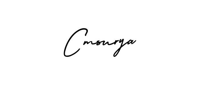 You should practise on your own different ways (AmerikaSignatureDemo-Regular) to write your name (Cmsurya) in signature. don't let someone else do it for you. Cmsurya signature style 3 images and pictures png