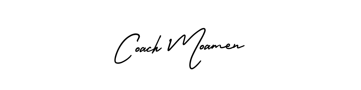 It looks lik you need a new signature style for name Coach Moamen. Design unique handwritten (AmerikaSignatureDemo-Regular) signature with our free signature maker in just a few clicks. Coach Moamen signature style 3 images and pictures png