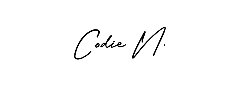 How to make Codie N. name signature. Use AmerikaSignatureDemo-Regular style for creating short signs online. This is the latest handwritten sign. Codie N. signature style 3 images and pictures png