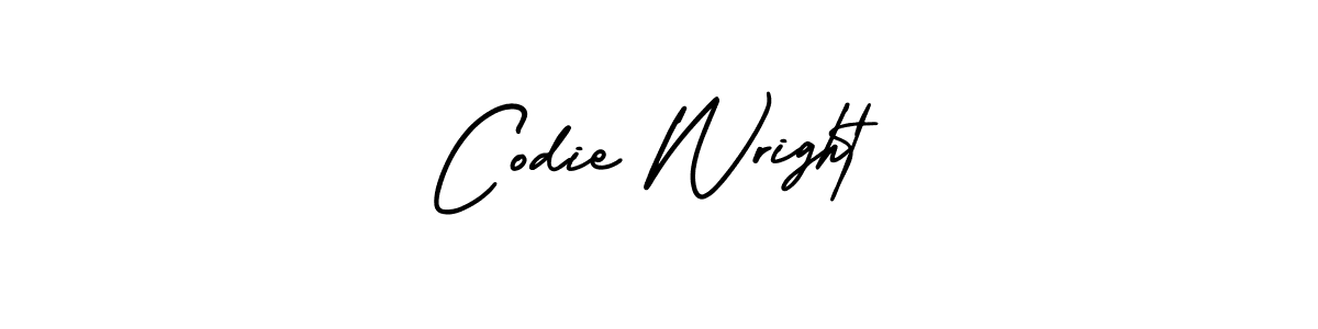 You should practise on your own different ways (AmerikaSignatureDemo-Regular) to write your name (Codie Wright) in signature. don't let someone else do it for you. Codie Wright signature style 3 images and pictures png
