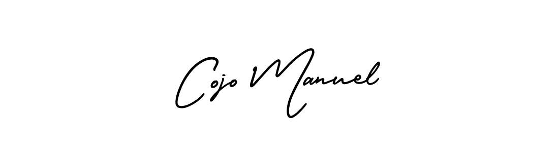 You should practise on your own different ways (AmerikaSignatureDemo-Regular) to write your name (Cojo Manuel) in signature. don't let someone else do it for you. Cojo Manuel signature style 3 images and pictures png