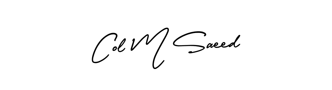 if you are searching for the best signature style for your name Col M Saeed. so please give up your signature search. here we have designed multiple signature styles  using AmerikaSignatureDemo-Regular. Col M Saeed signature style 3 images and pictures png