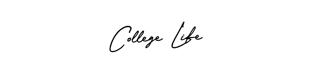 The best way (AmerikaSignatureDemo-Regular) to make a short signature is to pick only two or three words in your name. The name College Life include a total of six letters. For converting this name. College Life signature style 3 images and pictures png
