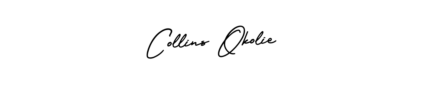 Create a beautiful signature design for name Collins Okolie. With this signature (AmerikaSignatureDemo-Regular) fonts, you can make a handwritten signature for free. Collins Okolie signature style 3 images and pictures png
