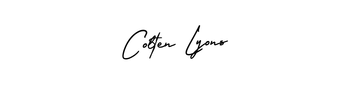 The best way (AmerikaSignatureDemo-Regular) to make a short signature is to pick only two or three words in your name. The name Colten Lyons include a total of six letters. For converting this name. Colten Lyons signature style 3 images and pictures png