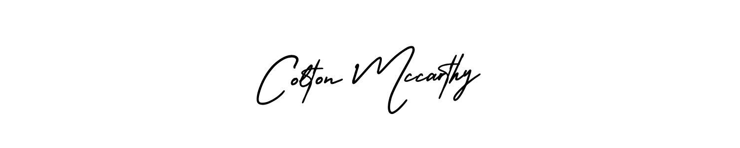 The best way (AmerikaSignatureDemo-Regular) to make a short signature is to pick only two or three words in your name. The name Colton Mccarthy include a total of six letters. For converting this name. Colton Mccarthy signature style 3 images and pictures png