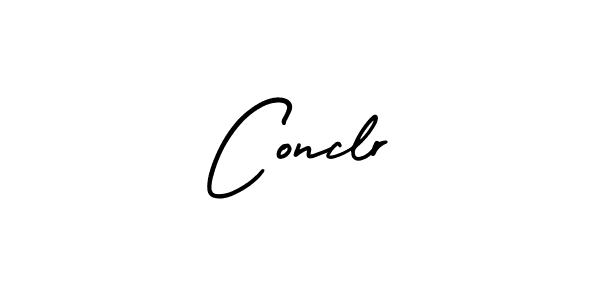 You should practise on your own different ways (AmerikaSignatureDemo-Regular) to write your name (Conclr) in signature. don't let someone else do it for you. Conclr signature style 3 images and pictures png