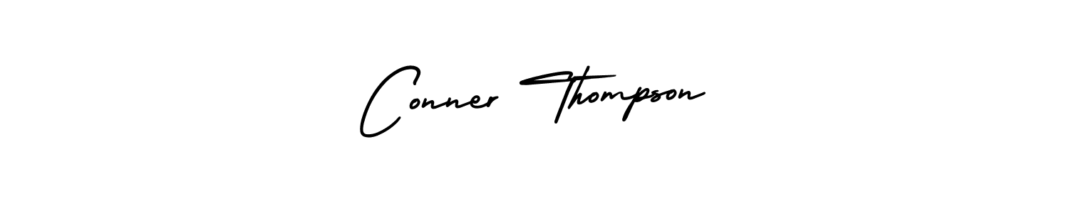 You should practise on your own different ways (AmerikaSignatureDemo-Regular) to write your name (Conner Thompson) in signature. don't let someone else do it for you. Conner Thompson signature style 3 images and pictures png