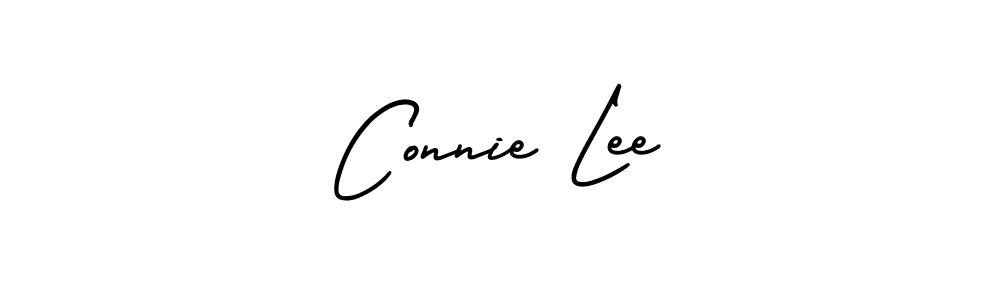 You should practise on your own different ways (AmerikaSignatureDemo-Regular) to write your name (Connie Lee) in signature. don't let someone else do it for you. Connie Lee signature style 3 images and pictures png