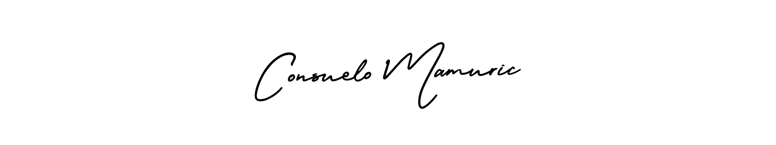 You should practise on your own different ways (AmerikaSignatureDemo-Regular) to write your name (Consuelo Mamuric) in signature. don't let someone else do it for you. Consuelo Mamuric signature style 3 images and pictures png