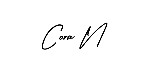 The best way (AmerikaSignatureDemo-Regular) to make a short signature is to pick only two or three words in your name. The name Cora N include a total of six letters. For converting this name. Cora N signature style 3 images and pictures png