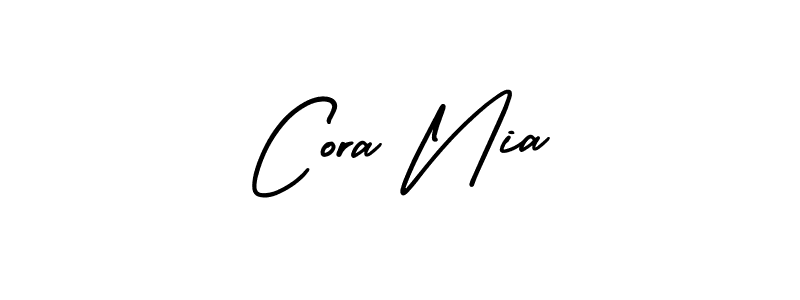 The best way (AmerikaSignatureDemo-Regular) to make a short signature is to pick only two or three words in your name. The name Cora Nia include a total of six letters. For converting this name. Cora Nia signature style 3 images and pictures png
