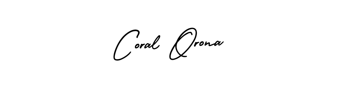 You should practise on your own different ways (AmerikaSignatureDemo-Regular) to write your name (Coral Orona) in signature. don't let someone else do it for you. Coral Orona signature style 3 images and pictures png