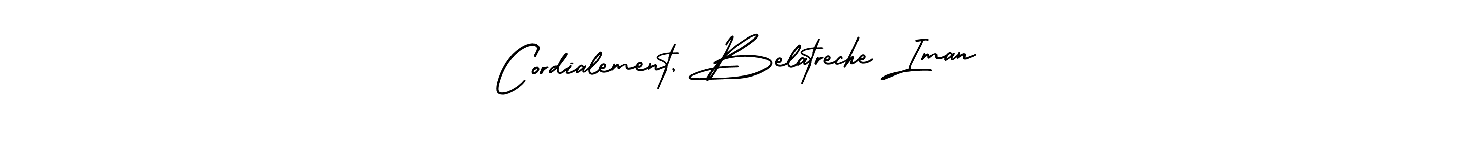 Check out images of Autograph of Cordialement, Belatreche Iman name. Actor Cordialement, Belatreche Iman Signature Style. AmerikaSignatureDemo-Regular is a professional sign style online. Cordialement, Belatreche Iman signature style 3 images and pictures png