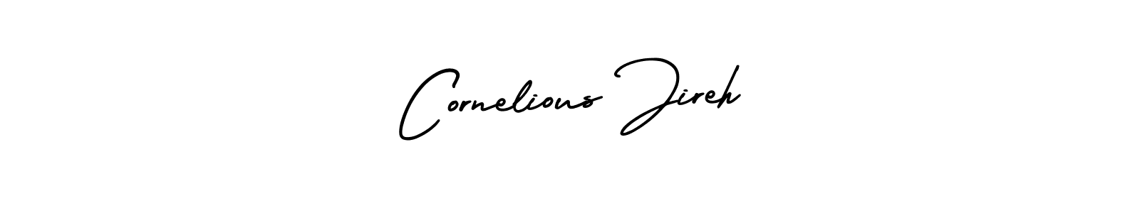 The best way (AmerikaSignatureDemo-Regular) to make a short signature is to pick only two or three words in your name. The name Cornelious Jireh include a total of six letters. For converting this name. Cornelious Jireh signature style 3 images and pictures png