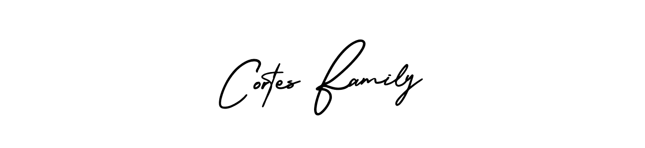 It looks lik you need a new signature style for name Cortes Family. Design unique handwritten (AmerikaSignatureDemo-Regular) signature with our free signature maker in just a few clicks. Cortes Family signature style 3 images and pictures png
