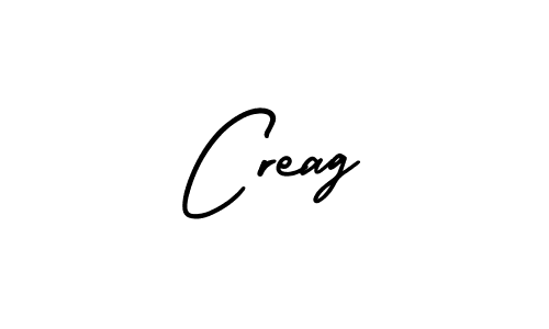 The best way (AmerikaSignatureDemo-Regular) to make a short signature is to pick only two or three words in your name. The name Creag include a total of six letters. For converting this name. Creag signature style 3 images and pictures png