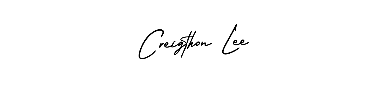 You should practise on your own different ways (AmerikaSignatureDemo-Regular) to write your name (Creigthon Lee) in signature. don't let someone else do it for you. Creigthon Lee signature style 3 images and pictures png