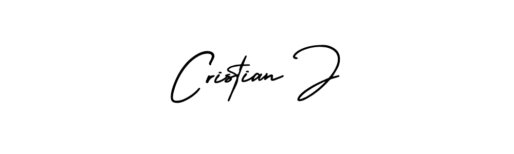 How to make Cristian J name signature. Use AmerikaSignatureDemo-Regular style for creating short signs online. This is the latest handwritten sign. Cristian J signature style 3 images and pictures png