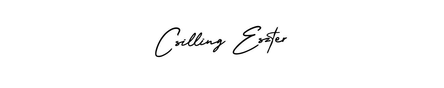 Similarly AmerikaSignatureDemo-Regular is the best handwritten signature design. Signature creator online .You can use it as an online autograph creator for name Csilling Eszter. Csilling Eszter signature style 3 images and pictures png