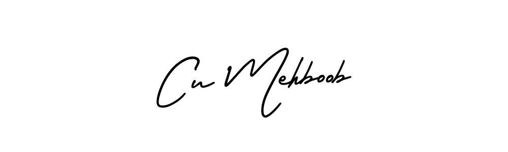 How to make Cu Mehboob name signature. Use AmerikaSignatureDemo-Regular style for creating short signs online. This is the latest handwritten sign. Cu Mehboob signature style 3 images and pictures png