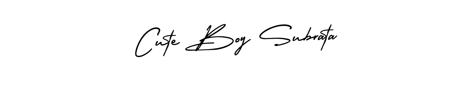 The best way (AmerikaSignatureDemo-Regular) to make a short signature is to pick only two or three words in your name. The name Cute Boy Subrata include a total of six letters. For converting this name. Cute Boy Subrata signature style 3 images and pictures png