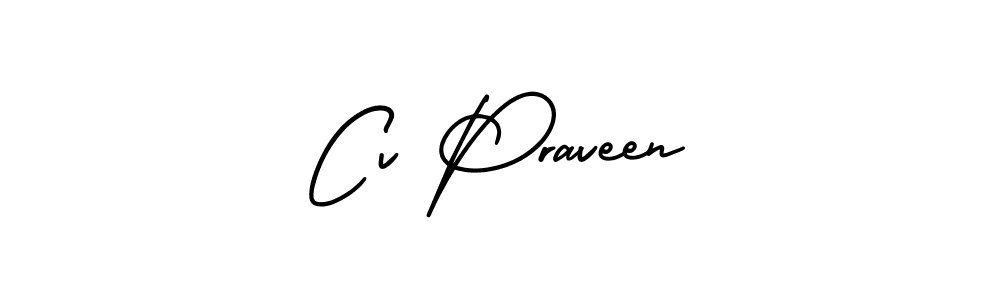 The best way (AmerikaSignatureDemo-Regular) to make a short signature is to pick only two or three words in your name. The name Cv Praveen include a total of six letters. For converting this name. Cv Praveen signature style 3 images and pictures png