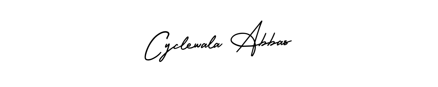 You should practise on your own different ways (AmerikaSignatureDemo-Regular) to write your name (Cyclewala Abbas) in signature. don't let someone else do it for you. Cyclewala Abbas signature style 3 images and pictures png