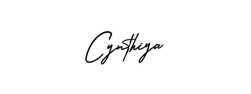 The best way (AmerikaSignatureDemo-Regular) to make a short signature is to pick only two or three words in your name. The name Cynthiya include a total of six letters. For converting this name. Cynthiya signature style 3 images and pictures png