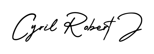 The AmerikaSignatureDemo-Regular font transforms the name Cyril Robert J into an executive sign with sharp precision and distinguished character. Cyril Robert J signature style 3 images and pictures png