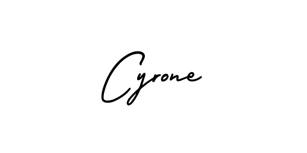 The best way (AmerikaSignatureDemo-Regular) to make a short signature is to pick only two or three words in your name. The name Cyrone include a total of six letters. For converting this name. Cyrone signature style 3 images and pictures png