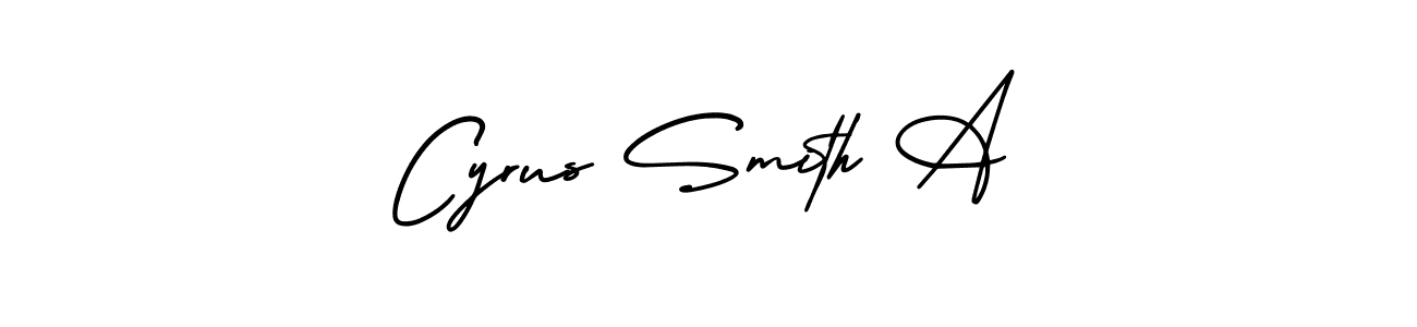 You should practise on your own different ways (AmerikaSignatureDemo-Regular) to write your name (Cyrus Smith A) in signature. don't let someone else do it for you. Cyrus Smith A signature style 3 images and pictures png